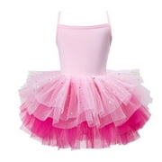 Wuxain Toddler Girls Tutu Dress Ballet Leotard With Tutu Skirt For Girls Dance Gymnastics Camisole Bodysuit Summer Skirt, Pink, 12-24 Months
